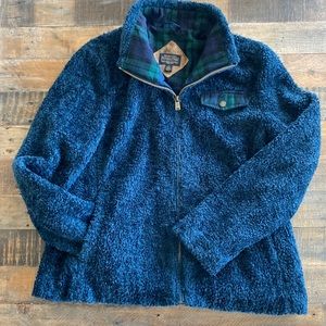 Pendleton blue fluffy fleece and wool zip up jacket, large